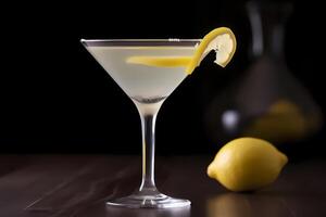 AI generated Lemon Drop Martini - Originated in the United States, made with vodka, lemon juice, and simple syrup photo