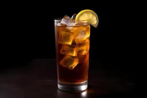 AI generated Long Island Iced Tea - Originated in the United States, made with vodka, gin, rum, tequila, triple sec, lemon juice, and cola photo