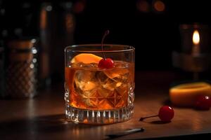 AI generated Old Fashioned - Originated in the United States, made with whiskey, sugar, bitters, and a citrus twist photo