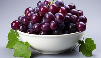 AI generated Freshness and nature in a bowl of ripe, organic grapes generated by AI photo