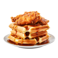 AI generated Chicken and Waffles against transparent background - Ai generated png