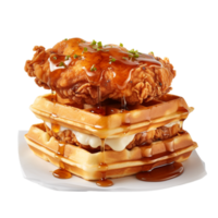AI generated Chicken and Waffles against transparent background - Ai generated png