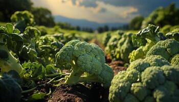 ai generado Fresco orgánico verduras, sano comiendo, verde granja, maduro cosecha generado por ai foto