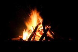 photo of campfire at night