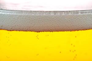 Beer bubbles and foam close up photo