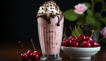 ai generado frescura y dulzura en un gastrónomo verano postre mesa generado por ai foto