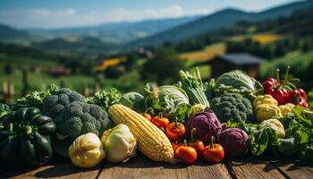 AI generated Fresh vegetables from the farm, a healthy and colorful meal generated by AI photo