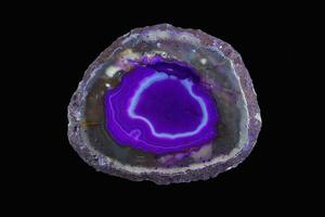 Purple agate stone slice macro photo
