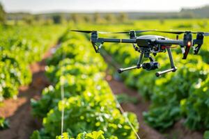 ai generado agrícola zumbido tecnología en campo foto