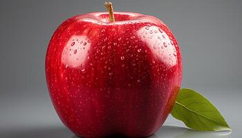 AI generated Freshness and nature drop dew on juicy, ripe apples generated by AI photo