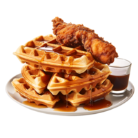 AI generated Chicken and Waffles against transparent background - Ai generated png