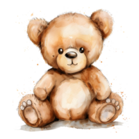 AI generated Watercolor teddy Bear sticker style on transparent background - Ai Generated png