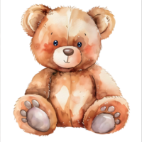 AI generated Watercolor teddy Bear sticker style on transparent background - Ai Generated png