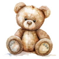 ai generado acuarela osito de peluche oso pegatina estilo en transparente antecedentes - ai generado png