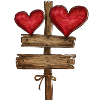 ai généré l'amour cœur en bois signe planches maquette autocollant style transparent Contexte - ai généré png