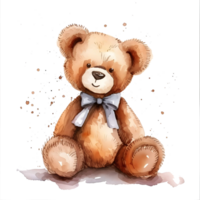 AI generated Watercolor teddy Bear sticker style on transparent background - Ai Generated png
