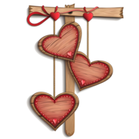 AI generated Love heart wooden sign boards mockup sticker style transparent background - Ai Generated png