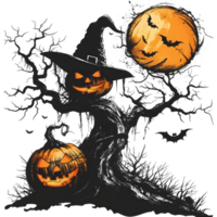 AI generated Creepy Halloween sticker style on transparent background - Ai Generated png