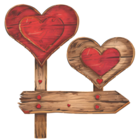 ai generado amor corazón de madera firmar tableros Bosquejo pegatina estilo transparente antecedentes - ai generado png