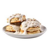 AI generated Biscuits and Gravy against transparent background - Ai generated png