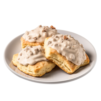 AI generated Biscuits and Gravy against transparent background - Ai generated png