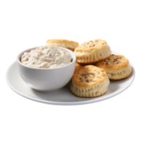 AI generated Biscuits and Gravy against transparent background - Ai generated png