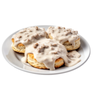 AI generated Biscuits and Gravy against transparent background - Ai generated png