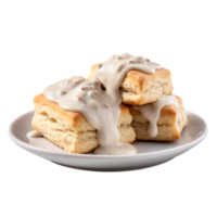 AI generated Biscuits and Gravy against transparent background - Ai generated png