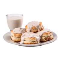 ai gegenereerd biscuits en jus tegen transparant achtergrond - ai gegenereerd png