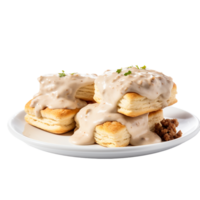 AI generated Biscuits and Gravy against transparent background - Ai generated png