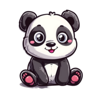 ai generado linda panda con corazones pegatina estilo en transparente antecedentes - ai generado png