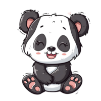 AI generated Cute panda with hearts sticker style on transparent background - Ai generated png