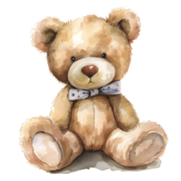 AI generated Watercolor teddy Bear sticker style on transparent background - Ai Generated png