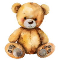 AI generated Watercolor teddy Bear sticker style on transparent background - Ai Generated png