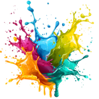 AI generated Colorful paint splashes on transparent background - Ai generated png