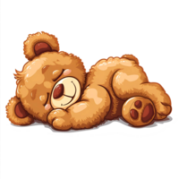 AI generated Sleeping teddy bear sticker style transparent background - Ai Generated png