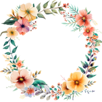 AI generated Boho round floral frame sticker style on transparent background - Ai generated png