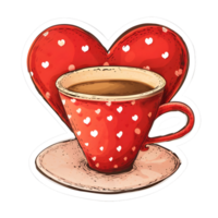 ai generiert Tasse von Kaffee mit Herzen Aufkleber Stil auf transparent Hintergrund - - ai generiert png