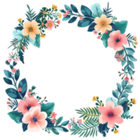 ai generado boho redondo floral marco pegatina estilo en transparente antecedentes - ai generado png