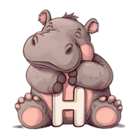 AI generated Animal with H alphabet on Transparent Background - Ai generated png