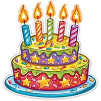 AI generated Birthday cake celebrations sticker style on transparent background - Ai generated png