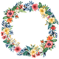 AI generated Boho round floral frame sticker style on transparent background - Ai generated png