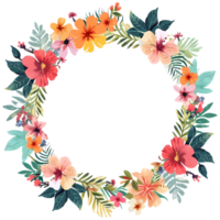 AI generated Boho round floral frame sticker style on transparent background - Ai generated png