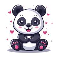 AI generated Cute panda with hearts sticker style on transparent background - Ai generated png