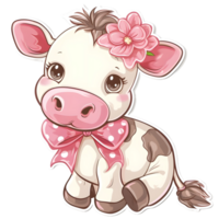 AI generated Cow bow Buffalo sticker style on transparent background - Ai generated png