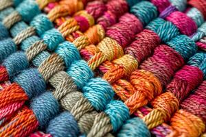 AI generated Vibrant Woven Textile Craft Close Up photo