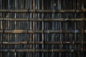AI generated Black Bamboo Weave Pattern Texture photo