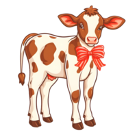 AI generated Cow bow Buffalo sticker style on transparent background - Ai generated png