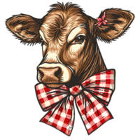 AI generated Cow bow Buffalo sticker style on transparent background - Ai generated png