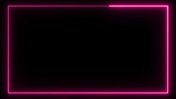 Animated neon glowing frame background.Futuristic light effect video